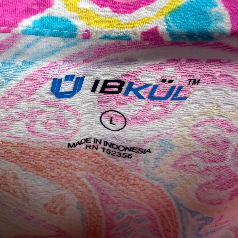 IBKUL Paisley Long Sleeve Dress Womens L Multi Color UV 50 Cooling Mesh EUC - Picture 2 of 9
